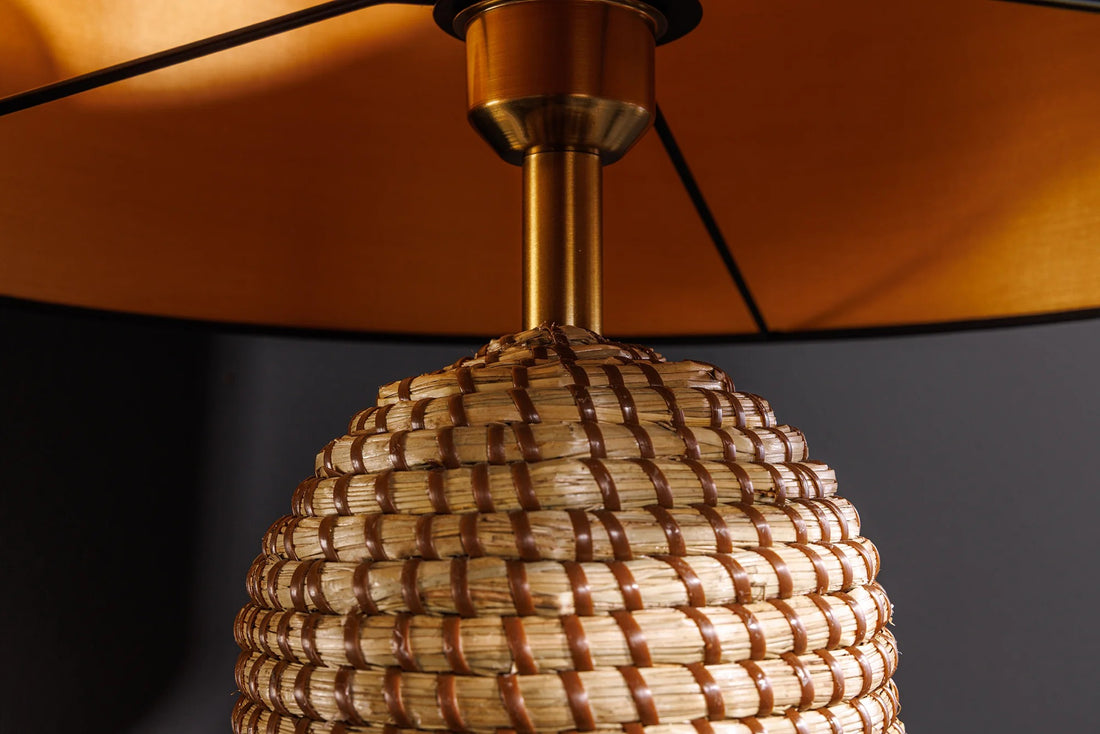 Table Lamp Zea 61cm Seagrass Natural Black Shade