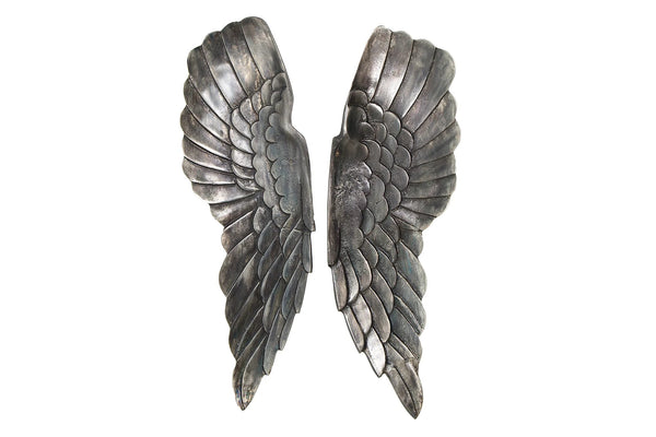 Wall Decoration Fallen Angel 65cm Metal Silver