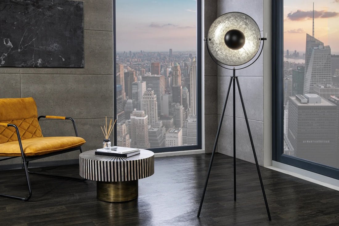 Studio Floor Lamp 146cm Metal Black Silver