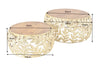 Set Of 2 Round Nesting Coffee Tables Abstract Leaf 54cm/68cm Metal Gold