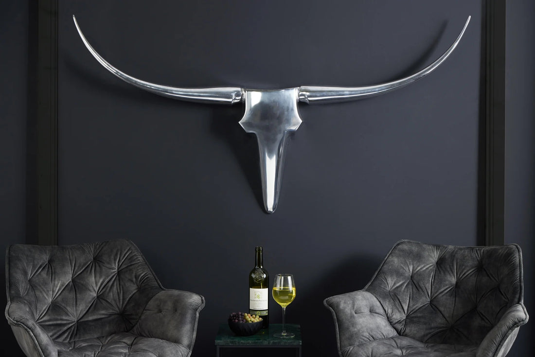 Decorative Bull Horns Texas 120cm Metal Chrome