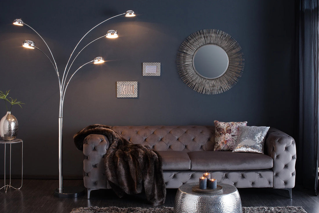 Five Lights Floor Lamp 205cm Metal Chrome