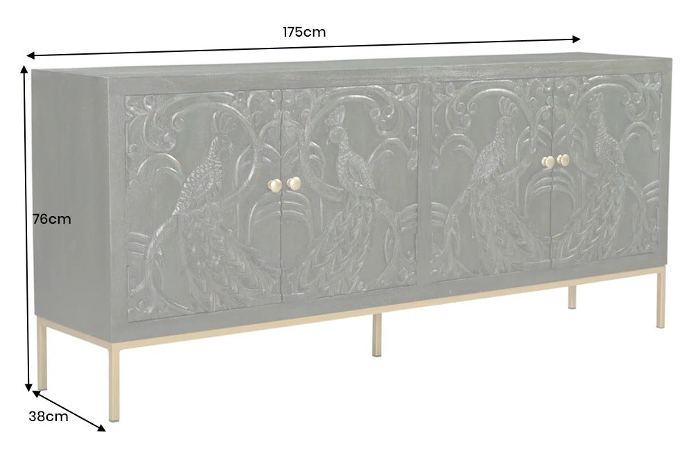 Sideboard Peacock 175cm Mango Wood Green