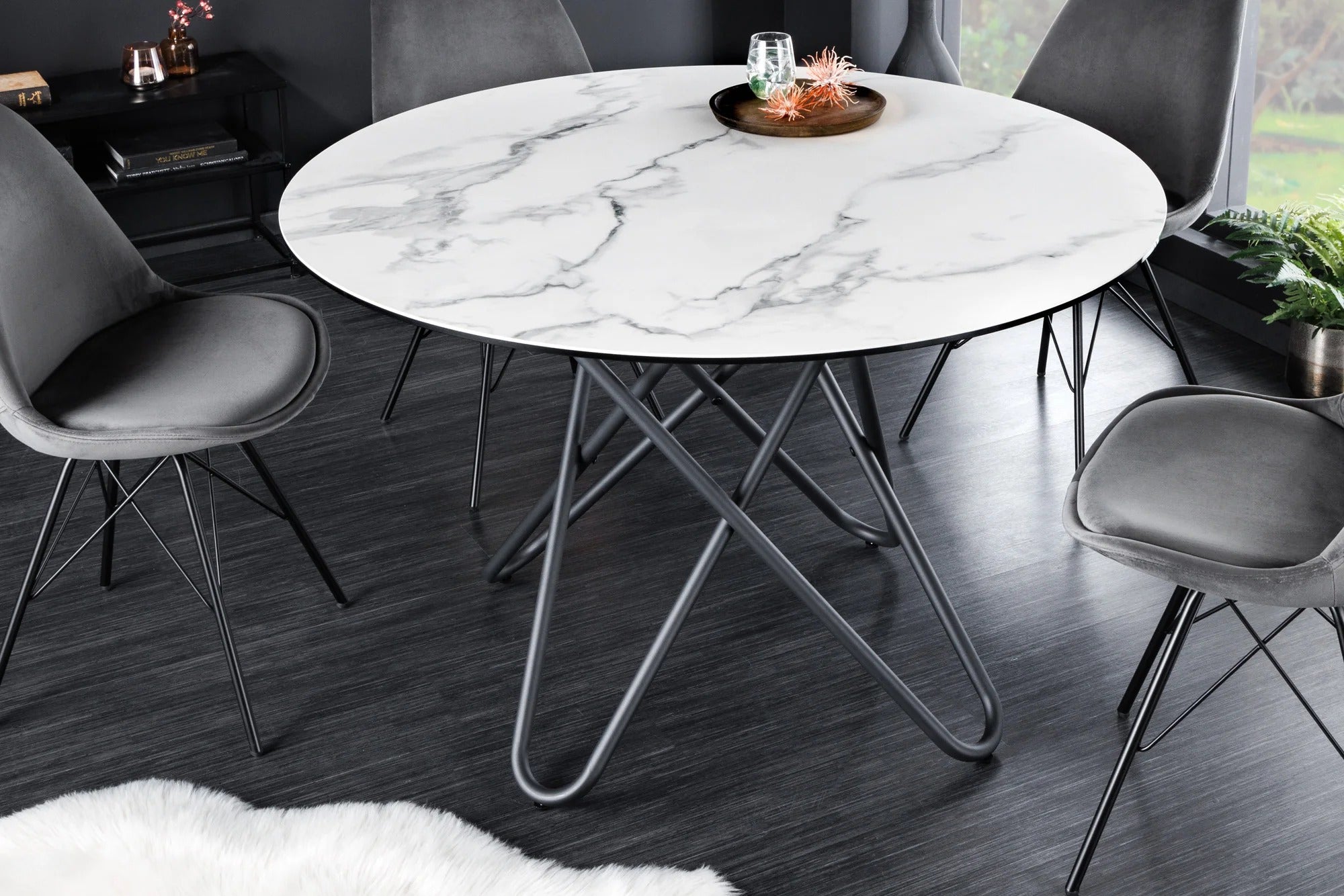 Round Dining Table Horizon 120cm Ceramic White Marble