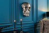 Wall Sculpture Skull 40cm Metal Silver