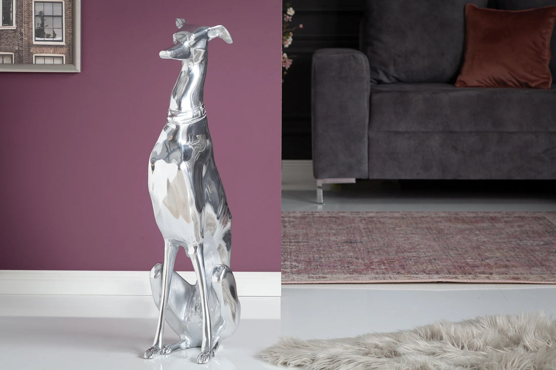 Figure Greyhound 69cm Metal Silver