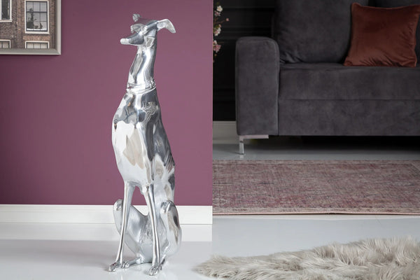 Figure Greyhound 69cm Metal Silver