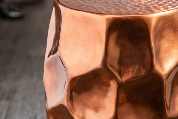Round Side Table Organic Orient 46cm Metal Copper