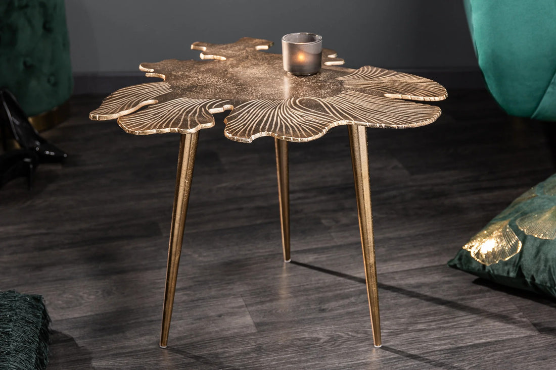 Side Table Blossom 42cm Metal Gold