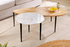 Set Of Two Coffee Tables Adlon 50cm/110cm Acacia Wood Natural Marble White