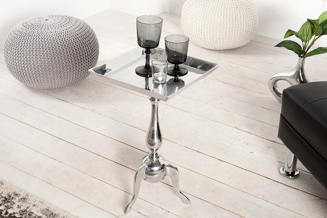 Square Side Table Jardin 55cm Metal Silver