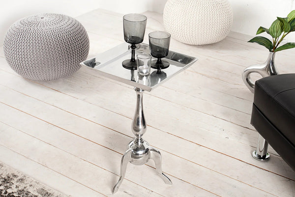 Square Side Table Jardin 55cm Metal Silver