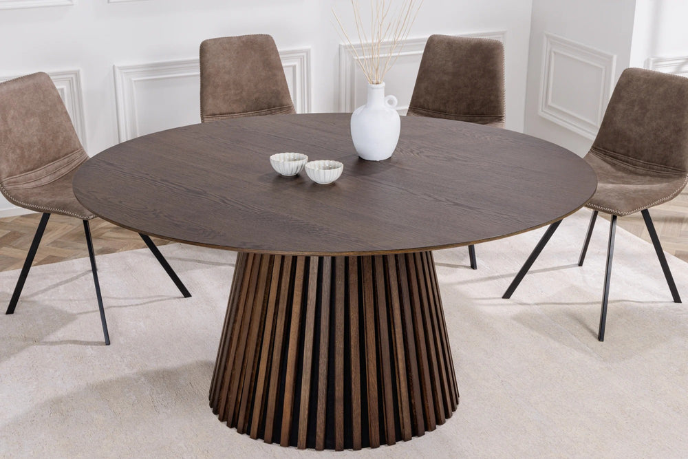Round Dining Table Yoko 120cm Oak Wood Brown
