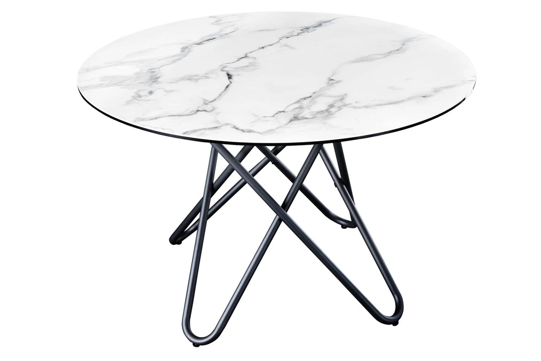 Round Dining Table Horizon 120cm Ceramic White Marble