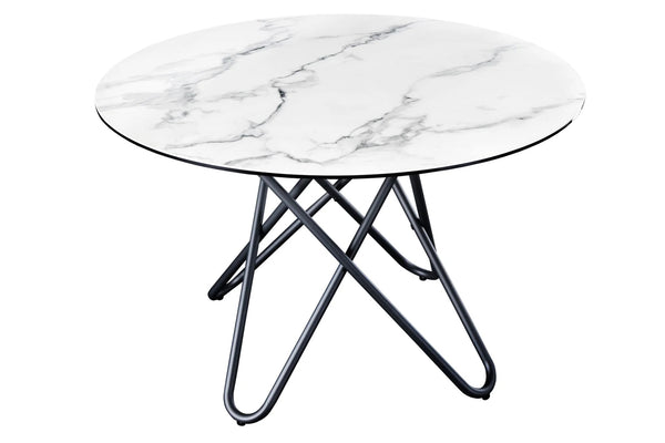 Round Dining Table Horizon 120cm Ceramic White Marble