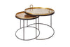 Set Of 2 Round Side Tables Elements Orient 39cm/45cm Metal Gold