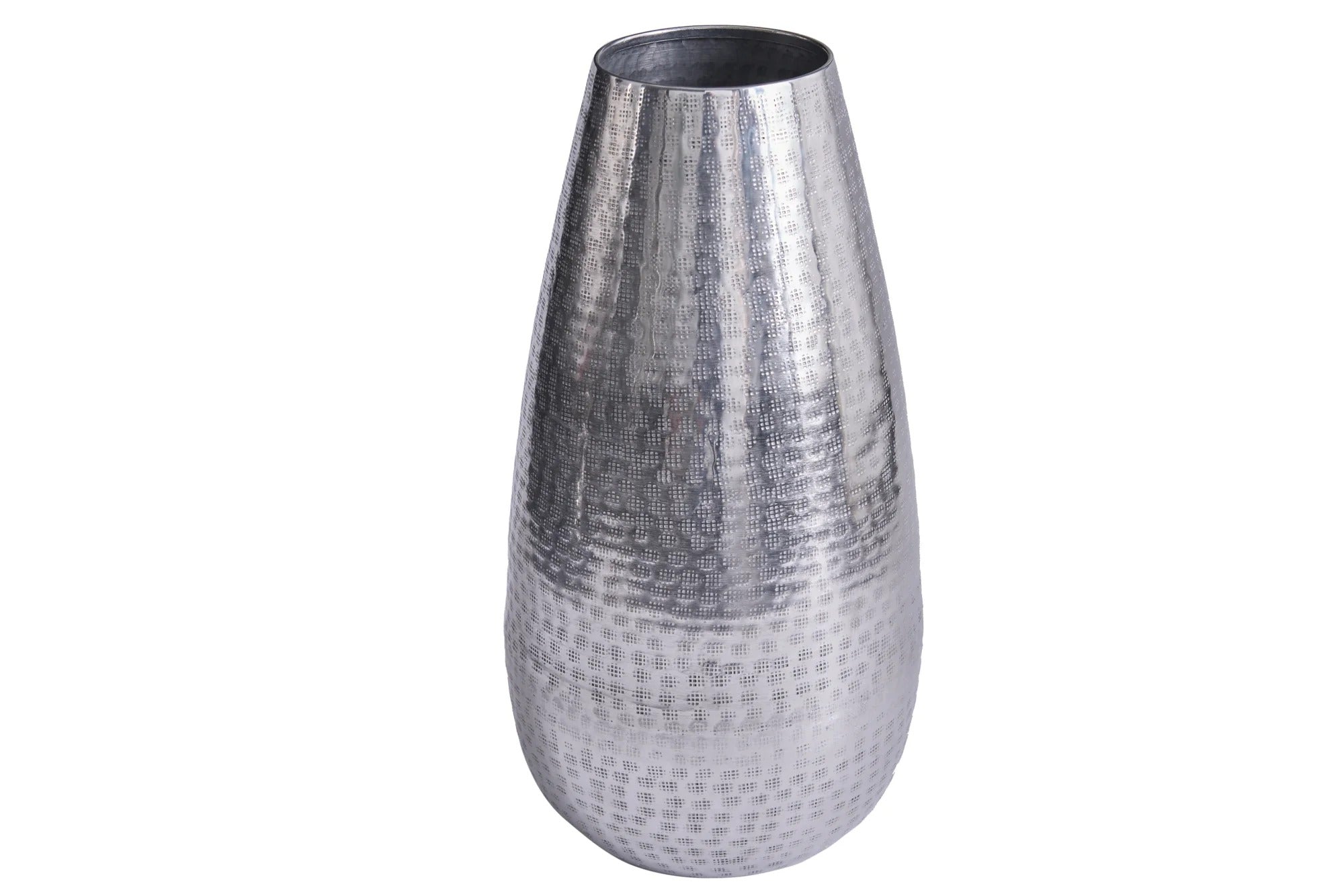 Vase Organic Orient 50cm Hammered Metal Silver