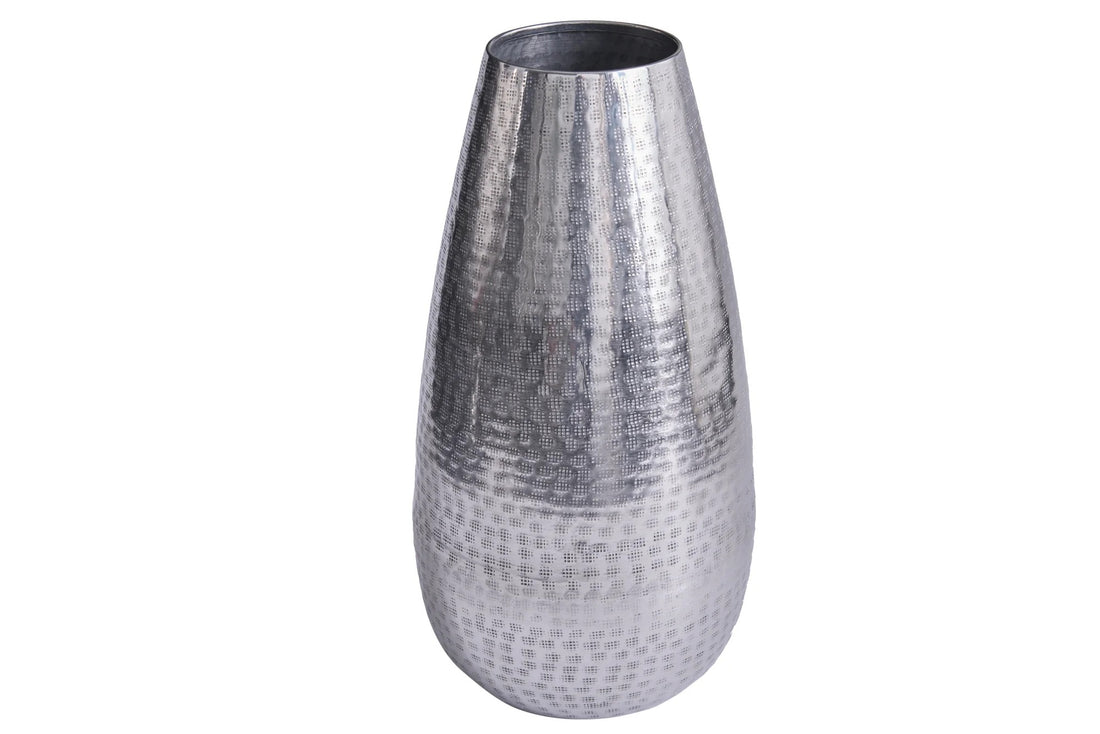 Vase Organic Orient 50cm Hammered Metal Silver