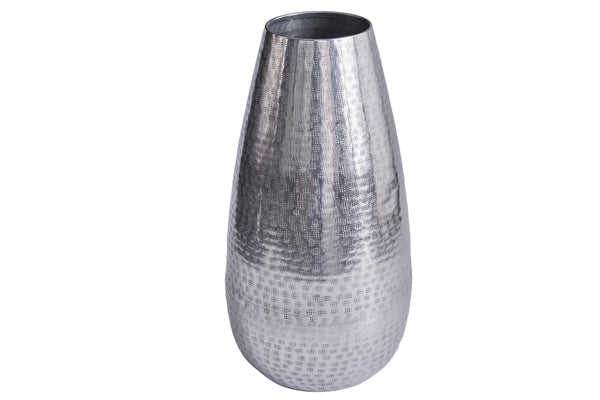 Vase Organic Orient 50cm Hammered Metal Silver