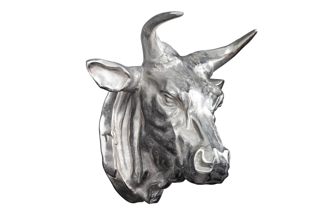 Decorative Bull Head Torero 65cm Metal Silver