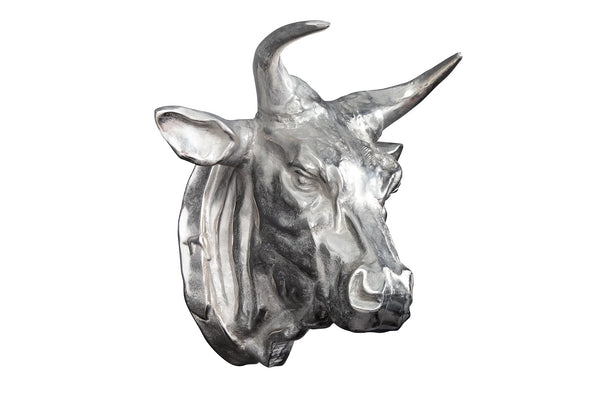Decorative Bull Head Torero 65cm Metal Silver