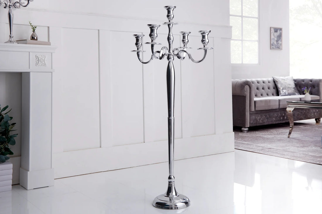 Five-Arm Candlestick Baroque 120cm Metal Silver