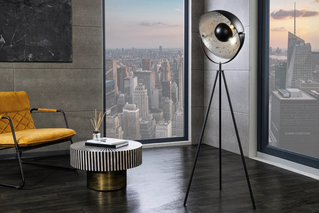 Studio Floor Lamp 146cm Metal Black Silver