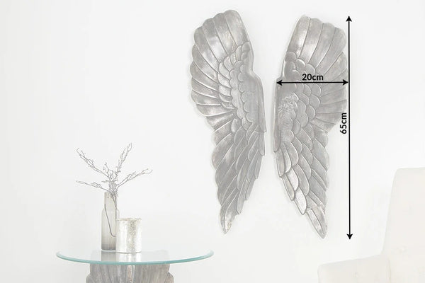 Wall Decoration Fallen Angel 65cm Metal Silver