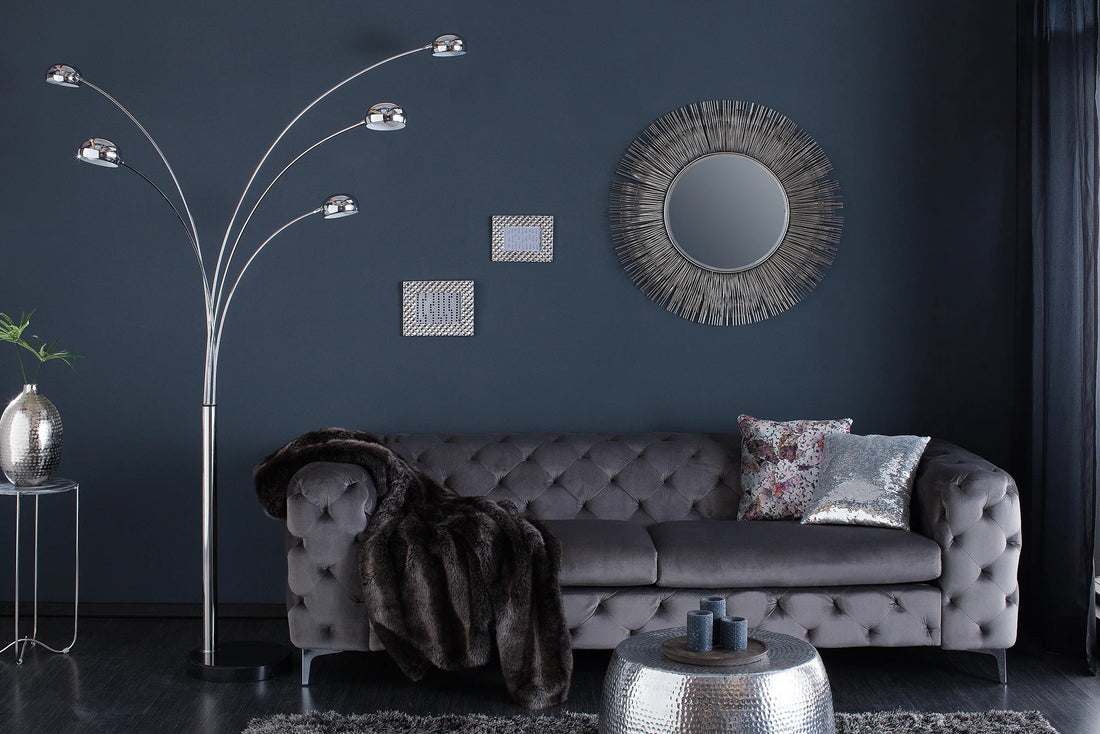 Five Lights Floor Lamp 205cm Metal Chrome