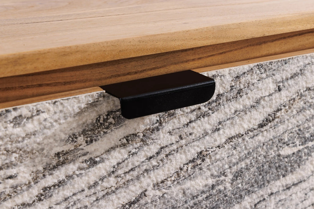 Floating TV Stand Leno 160cm Acacia Wood Natural Stone Veneer