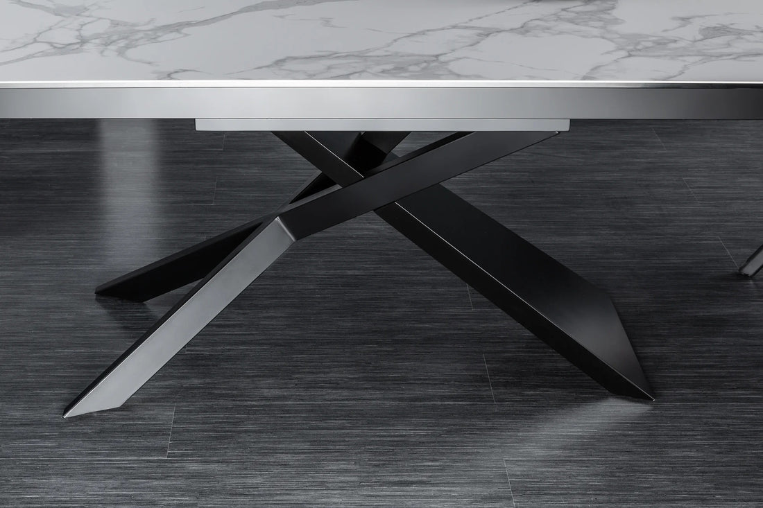 Extendable Dining Table Galactic 180-220-260cm Ceramic White Marble Look