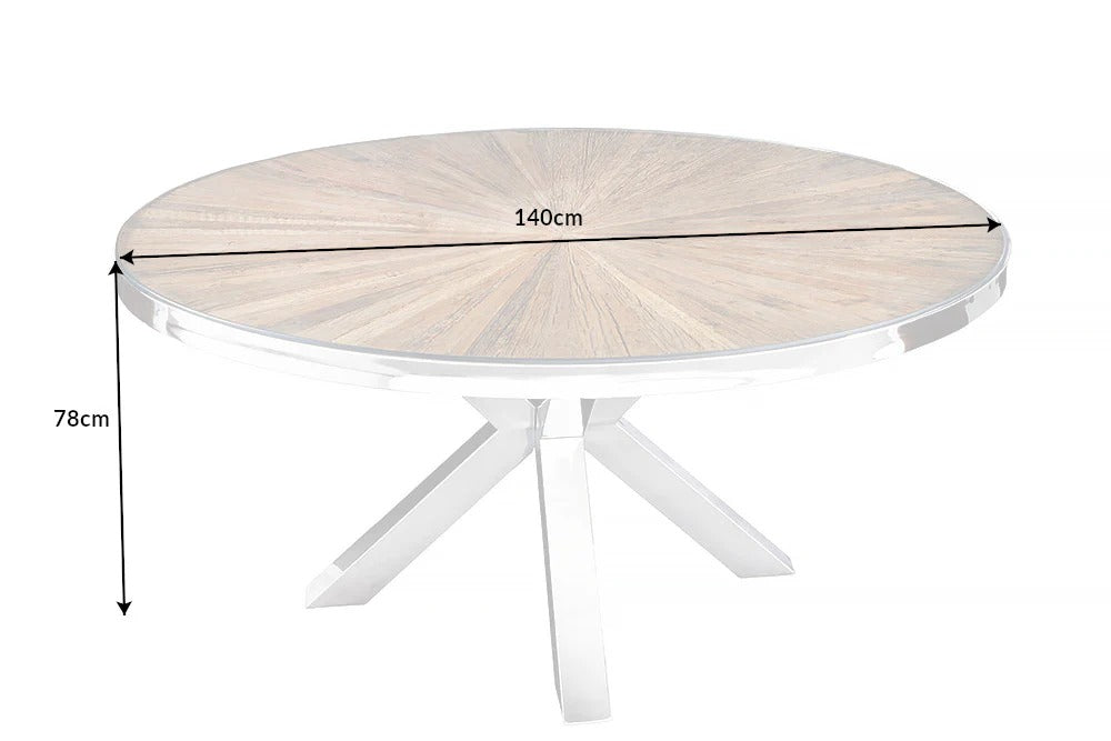 Round Dining Table Barracuda 140cm Recycled Teak Wood Brown