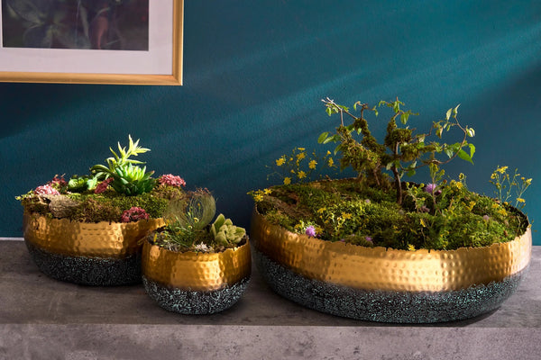 Flower Pot Orient 52cm Metal Gold