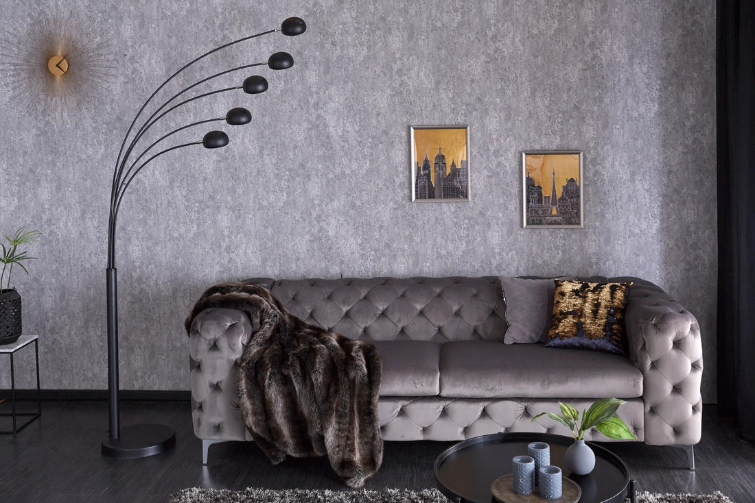 Five Lights Floor Lamp 210cm Metal Black