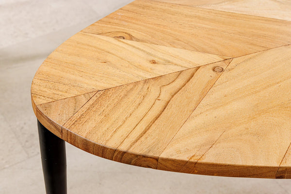 Set Of Two Coffee Tables Adlon 50cm/110cm Acacia Wood Natural Marble White