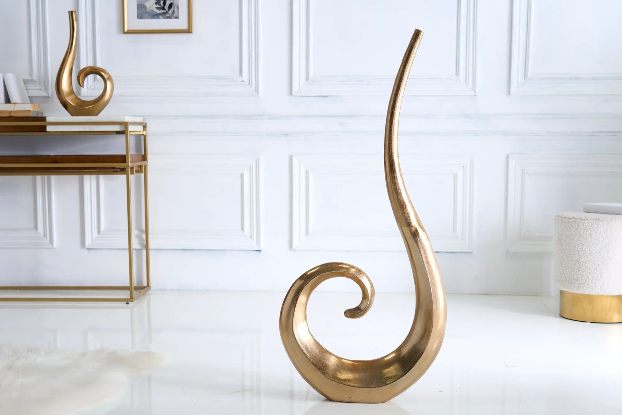 Vase Wave 106cm Metal Gold