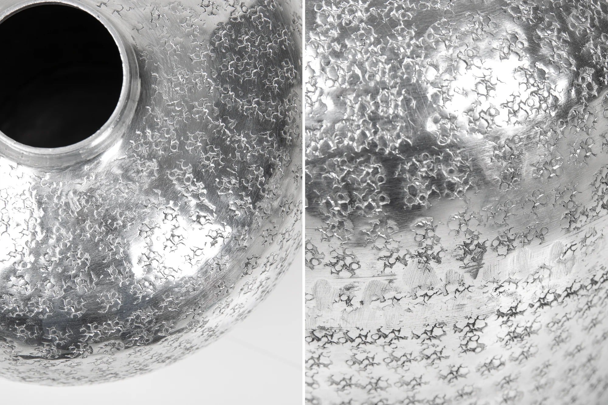 Set Of 2 Vases Oriental 27cm/33cm Metal Silver