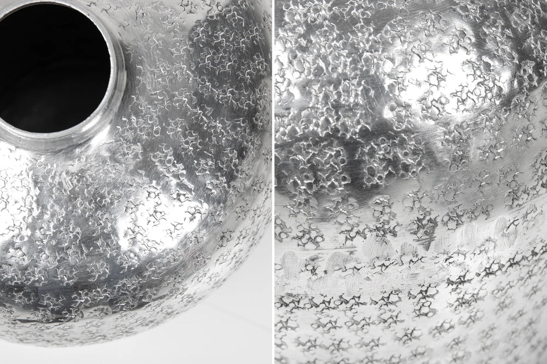 Set Of Two Vases Oriental 27cm/33cm Metal Silver