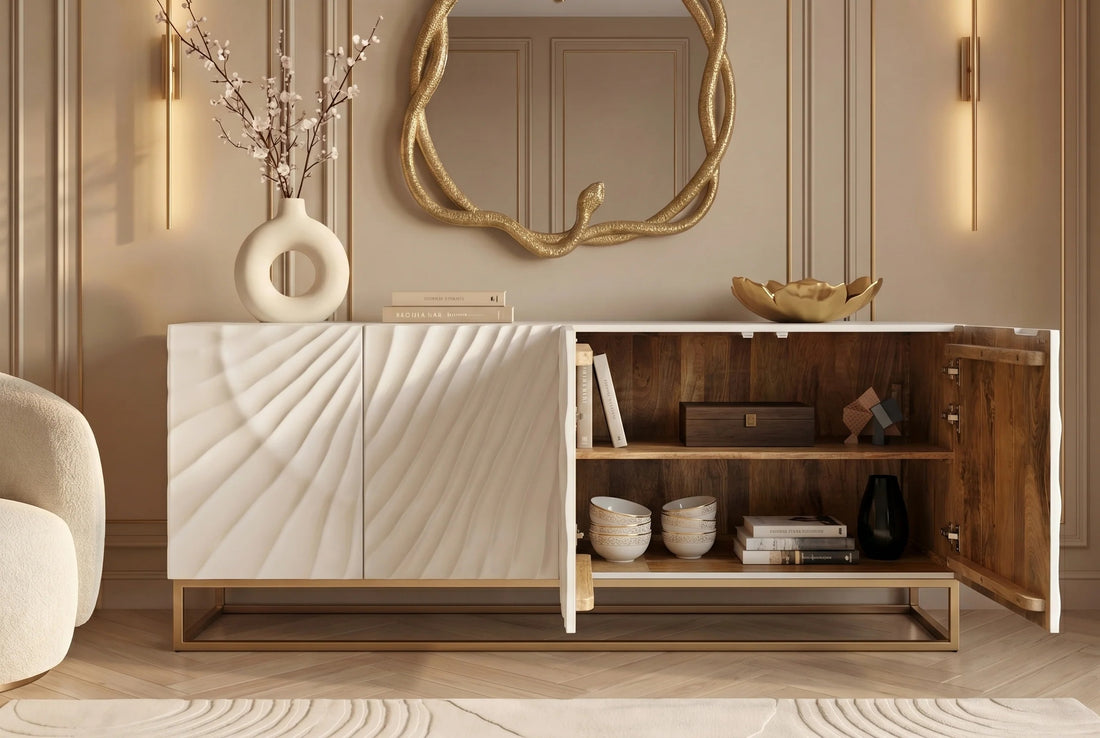 Sideboard Fossil 177cm Mango Wood White