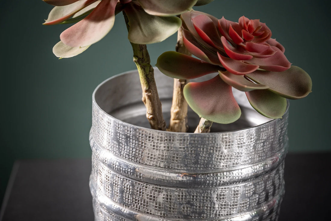 Set Of Three Flower Pots Mandala 16cm/21cm/27cm Metal Silver