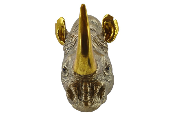 Wall Decoration Rhino 39cm Polyresin Gold