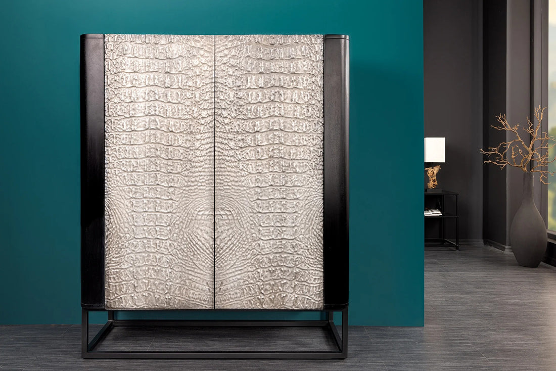Cabinet Croco 120cm Mango Wood Grey & Black