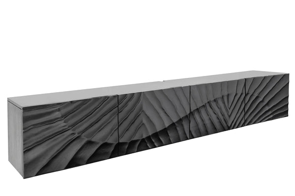 Floating TV Stand Fossil 200cm Mango Wood Black