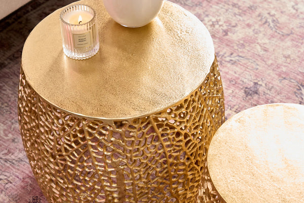 Set Of 2 Round Nesting Coffee Tables Ambrosia 35cm/45cm Metal Gold