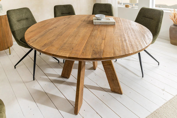 Round Dining Table Art Wood 140cm Mango Wood Brown