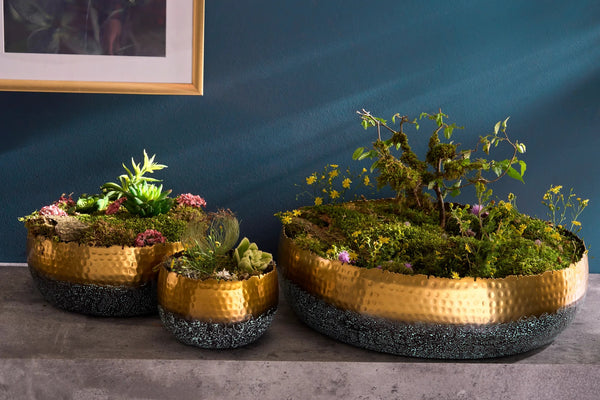 Flower Pot Orient 31cm Metal Gold