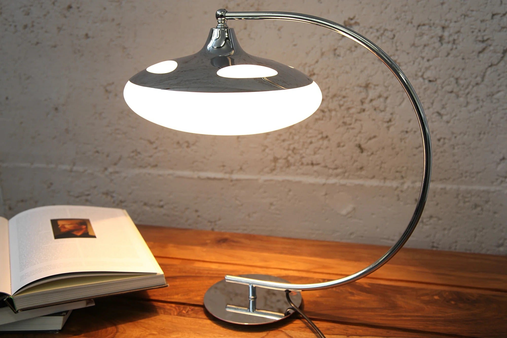 Table Lamp Luna Logo 45cm Metal Silver