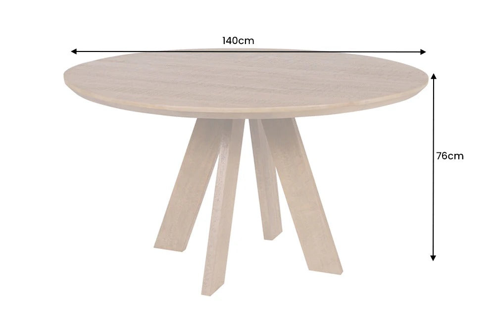 Round Dining Table Art Wood 140cm Mango Wood Brown