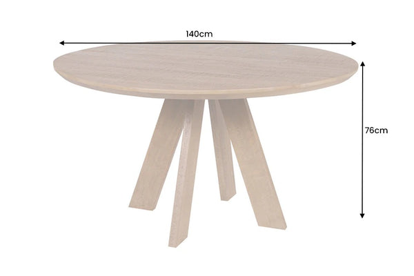 Round Dining Table Art Wood 140cm Mango Wood Brown