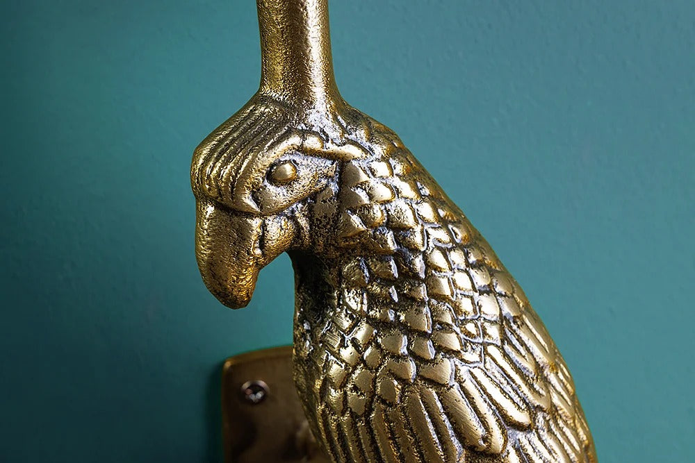 Set Of 2 Coatracks Wildlife Birds 43cm Metal Antique Gold
